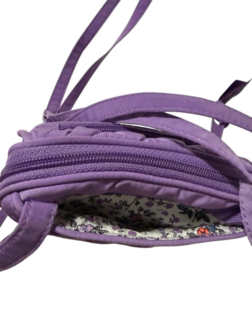 Vera Bradley Purple Quilted Mini Crossbody Bag Floral Lining - Picture 5 of 8